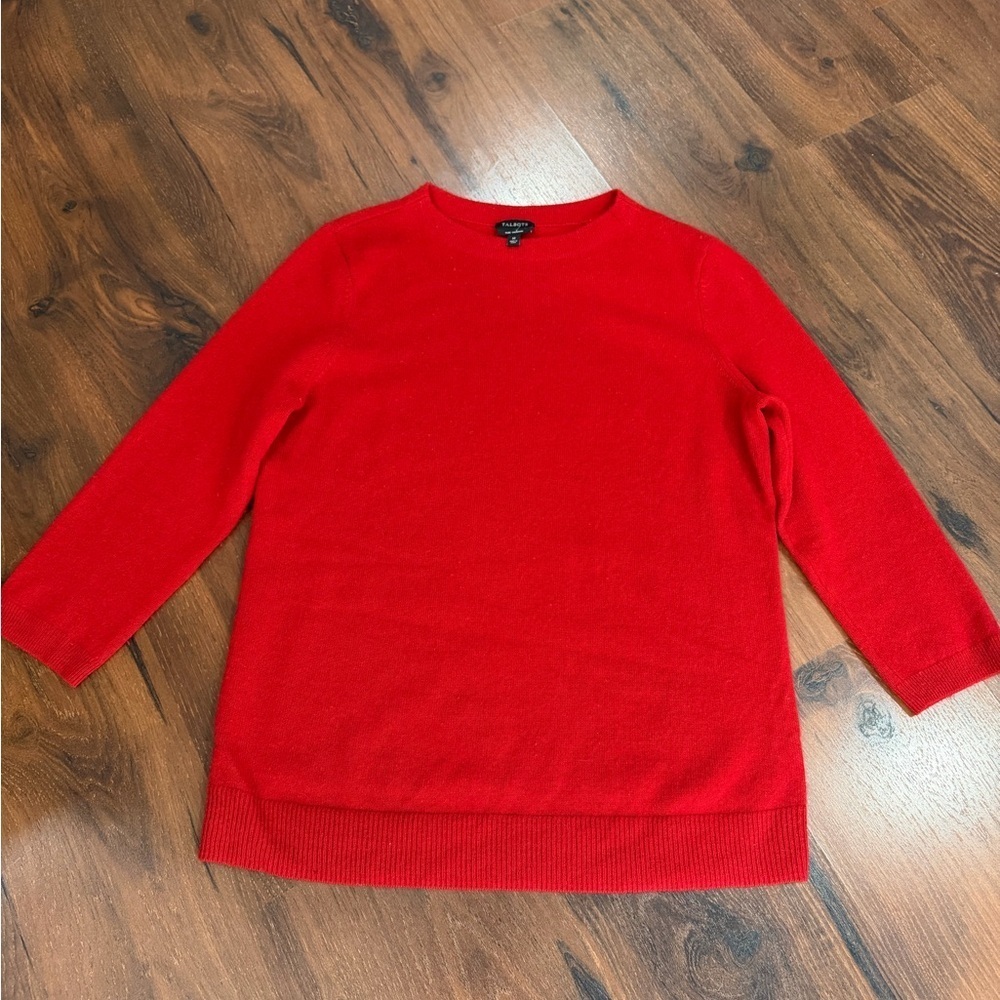 Talbots women's Pure Cashmere Crewneck Sweater Sz M Red color